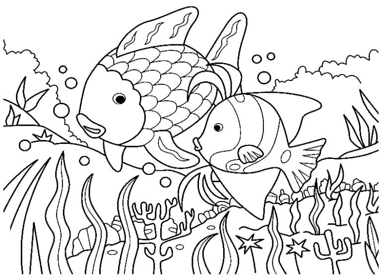 Regnbuefisken og venn fargelegging