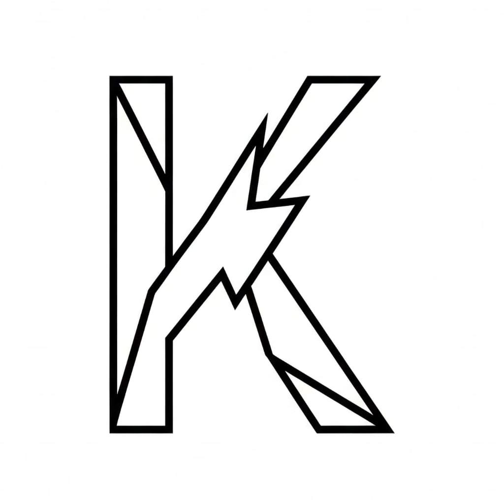 Segmentert linje av Bokstaven K fargelegging