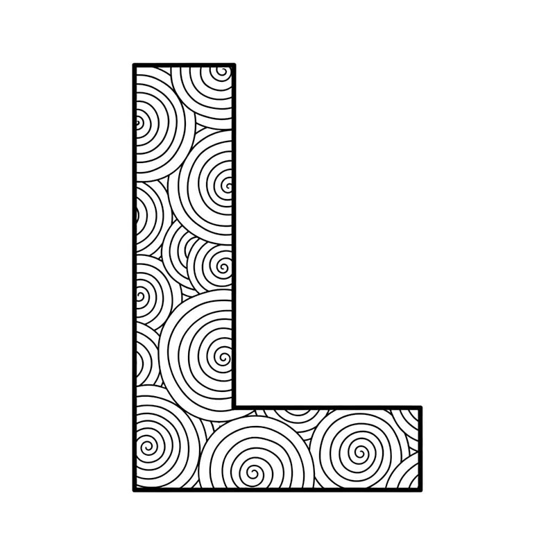 Sirkellinje med bokstav L fargelegging