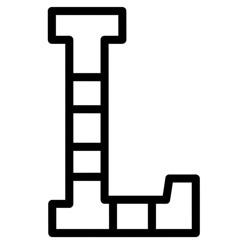 Sjablonfont med bokstav L fargelegging