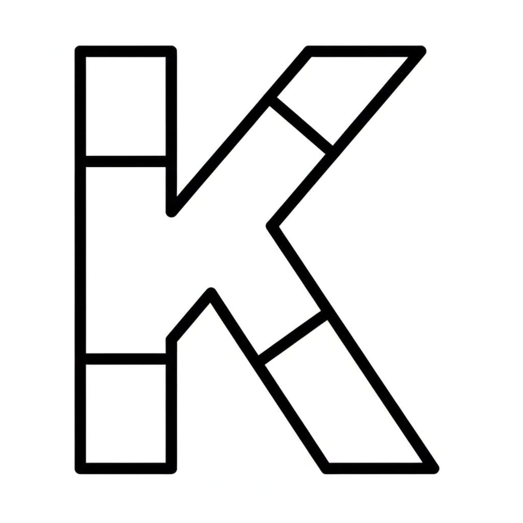 Sjenert stil av Bokstaven K fargelegging