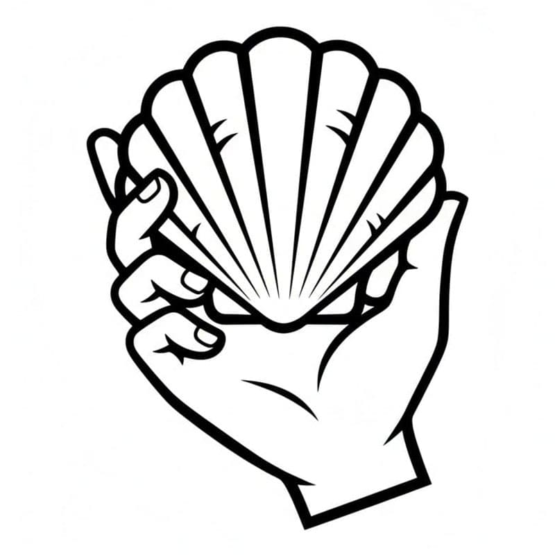 Skjell i hånden fargelegging