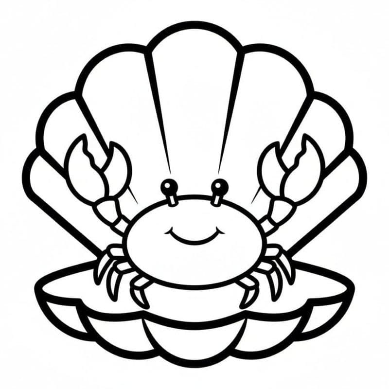 Skjell med en krabbe fargelegging