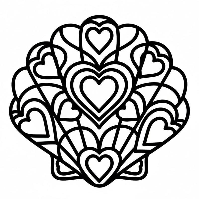 Skjell med hjertemønster fargelegging