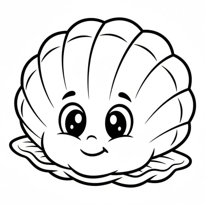 Skjell med søte øyne fargelegging