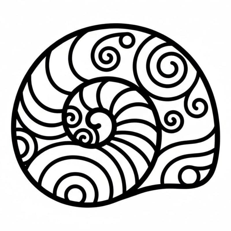 Skjell med spiralmønster fargelegging