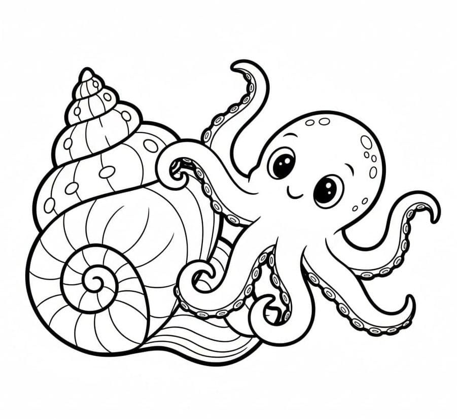 Skjell og blekksprut fargelegging