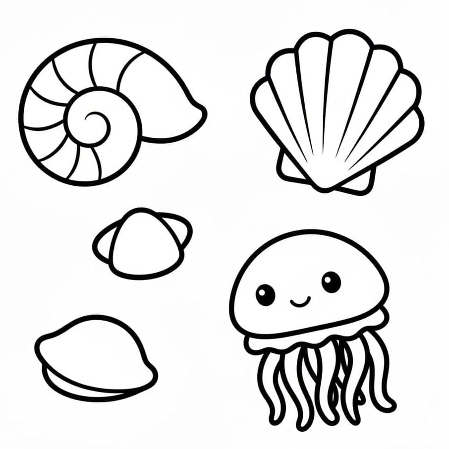 Skjell og maneter fargelegging