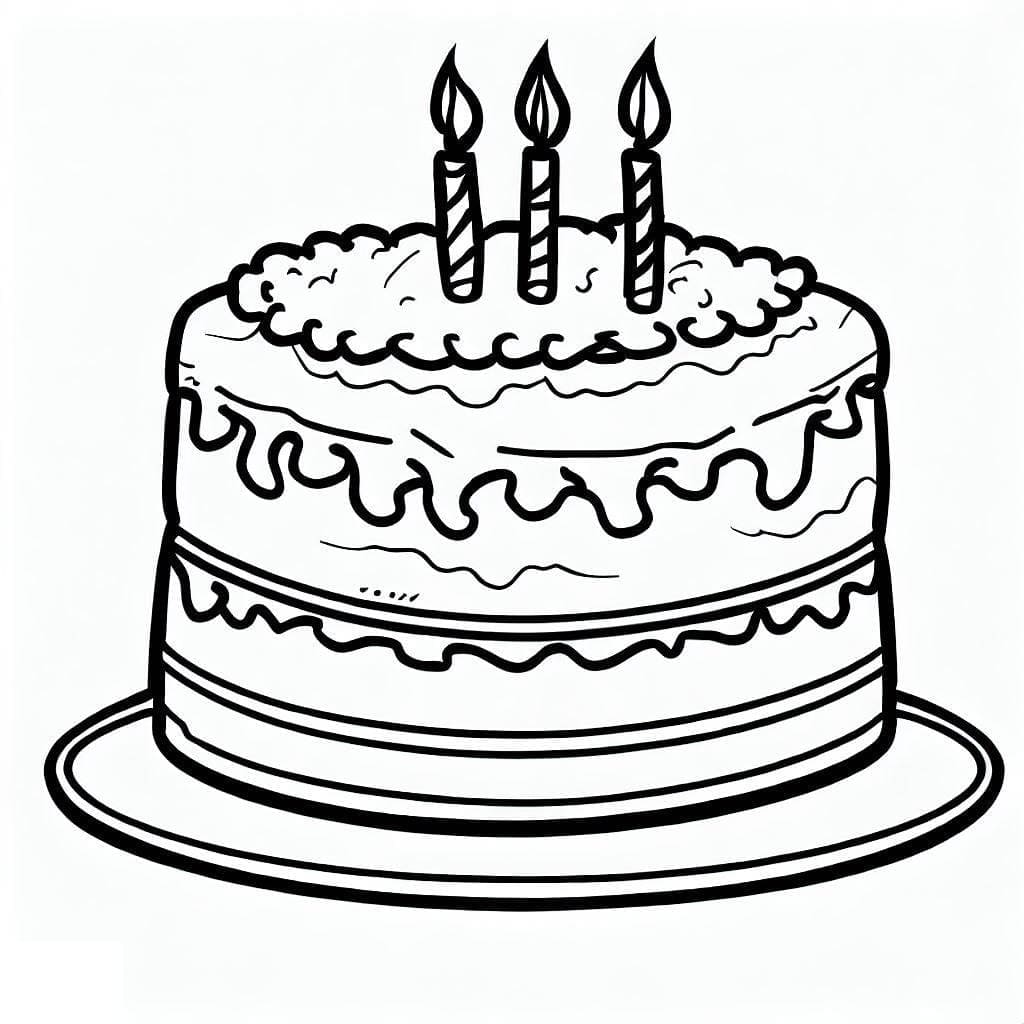Skriv ut bursdagskake fargelegging