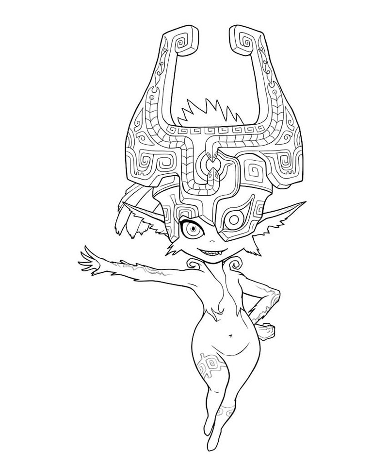 Smilende Midna Zelda fargelegging