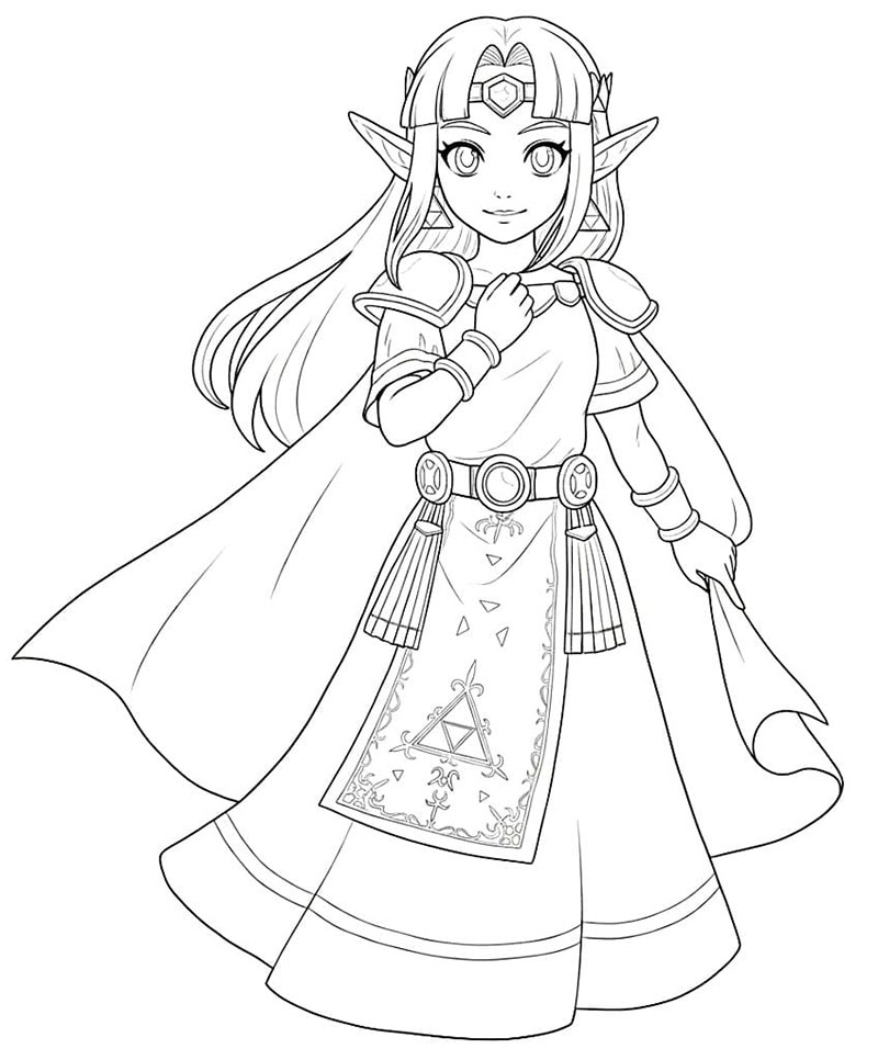 Smilende prinsesse Zelda fargelegging