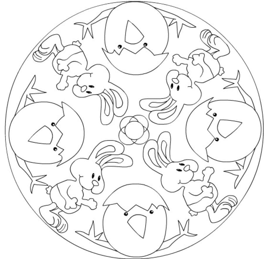 Søt påskemandala fargelegging