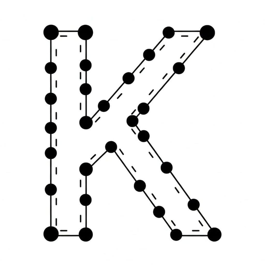 Spor av bokstaven K fargelegging