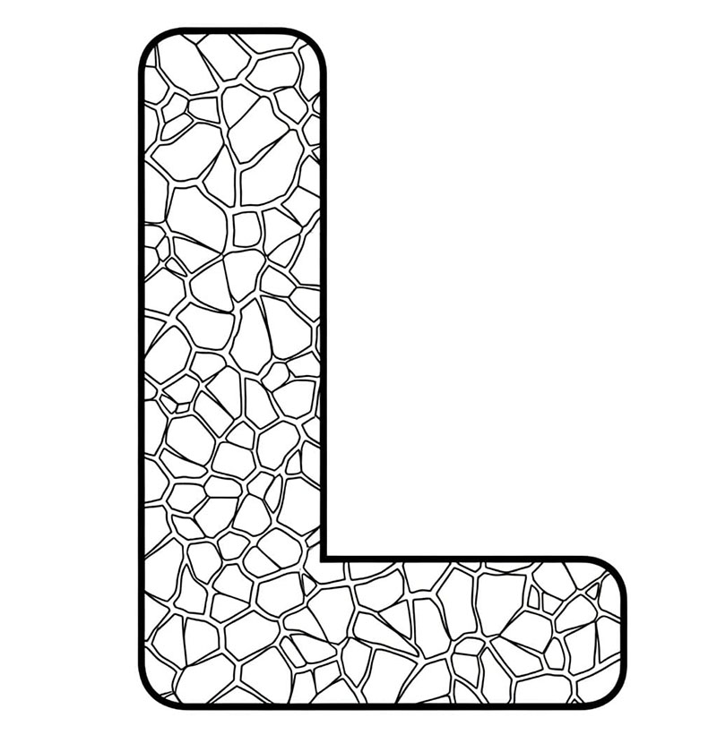 Sprukket mønster med bokstav L fargelegging