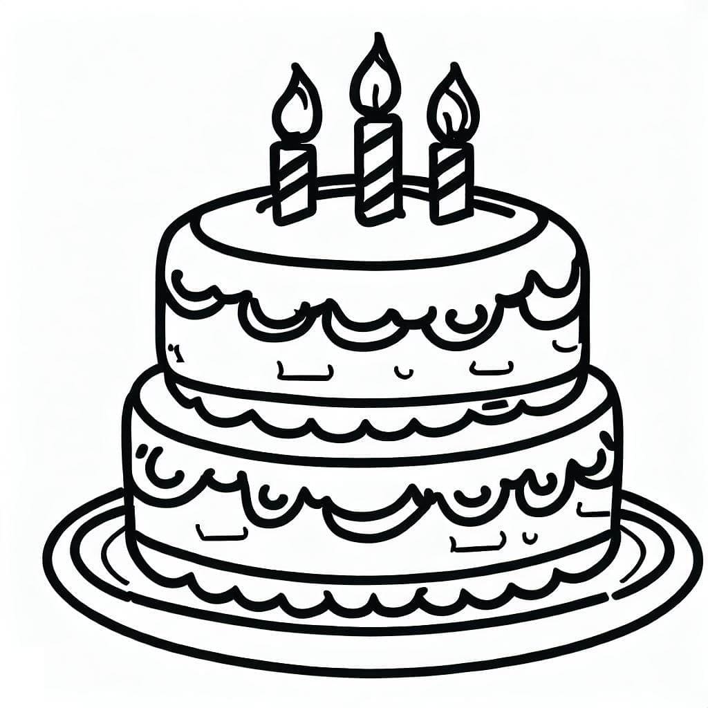 Stor bursdagskake bilde fargelegging