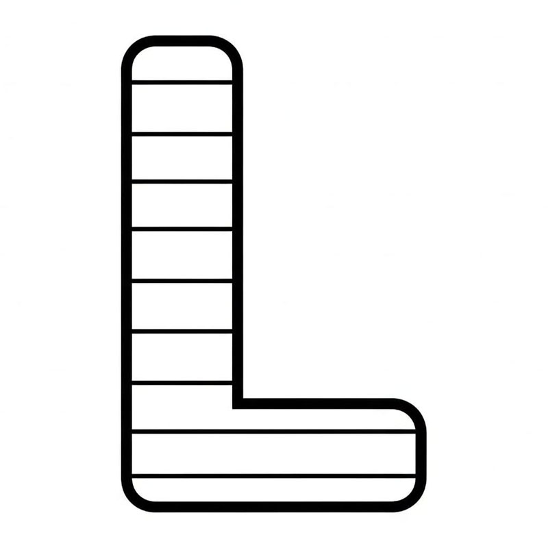 Stripet bokstav L fargelegging