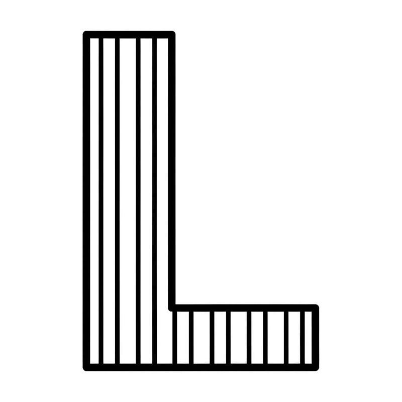 Stripet med bokstav L fargelegging