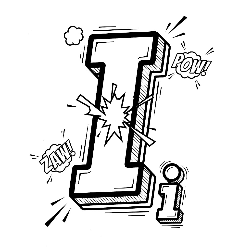 Tegneserie bokstav I fargelegging