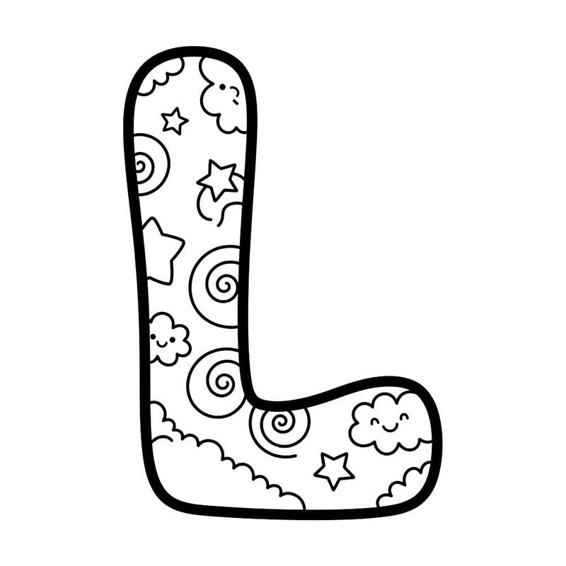 Tegneseriestil med bokstav L fargelegging