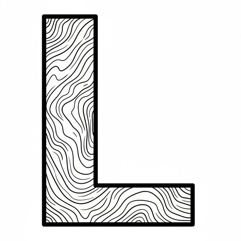 Trestrukturmønster med bokstav L fargelegging