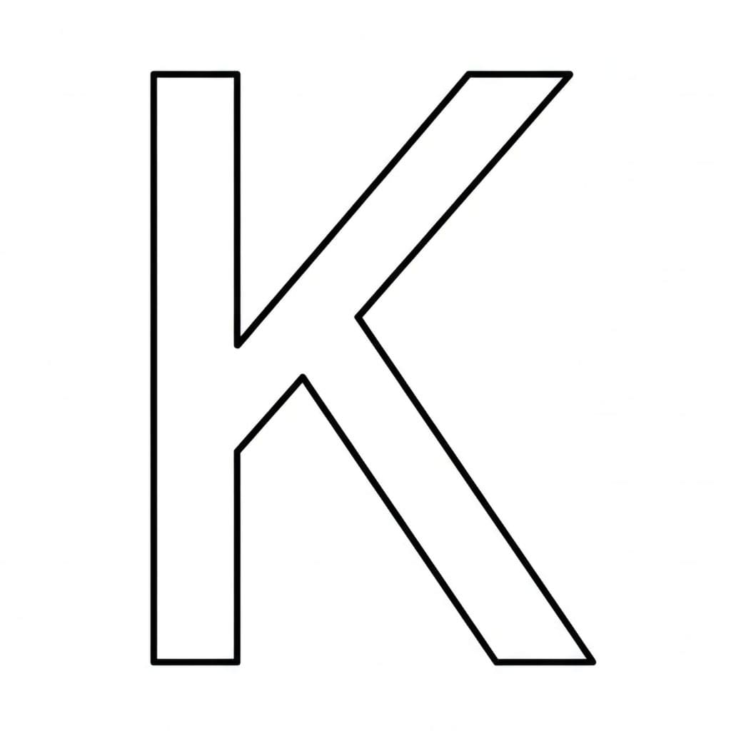 Tynn linje av Bokstaven K fargelegging