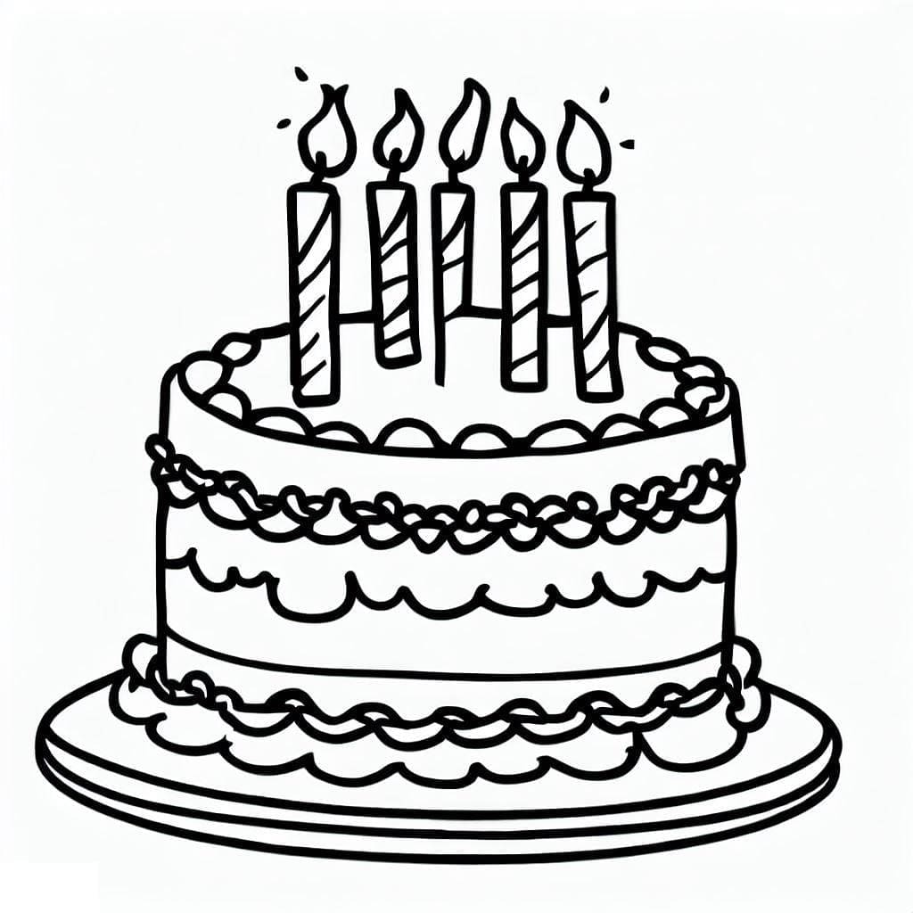 Utskrivbar bursdagskake for barn fargelegging