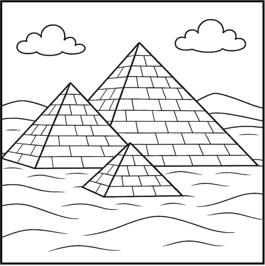 Utskrivbar pyramide for barn fargelegging