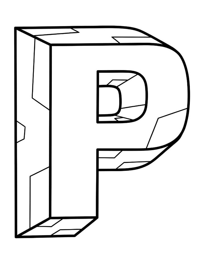 3D blokkbokstav P fargelegging