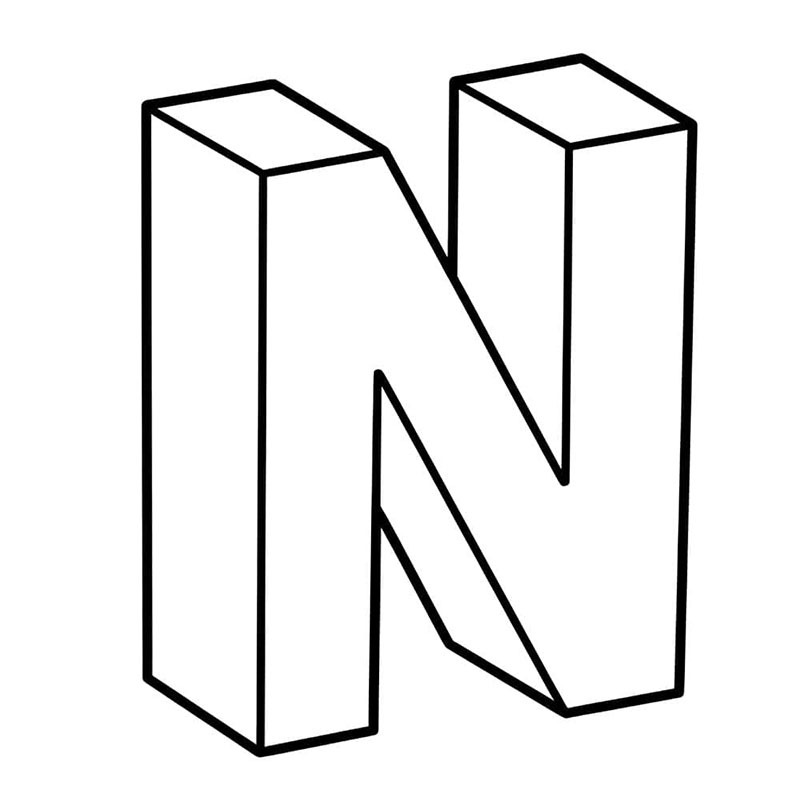 3D-stråle for bokstaven N fargelegging