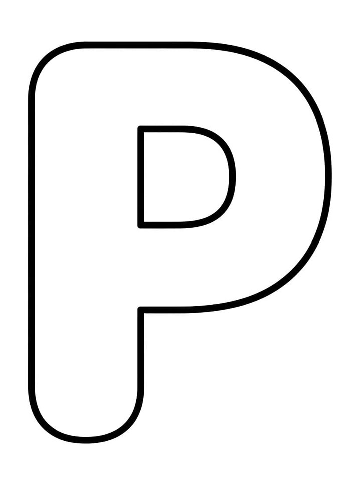 Avrundet blokkbokstav P fargelegging