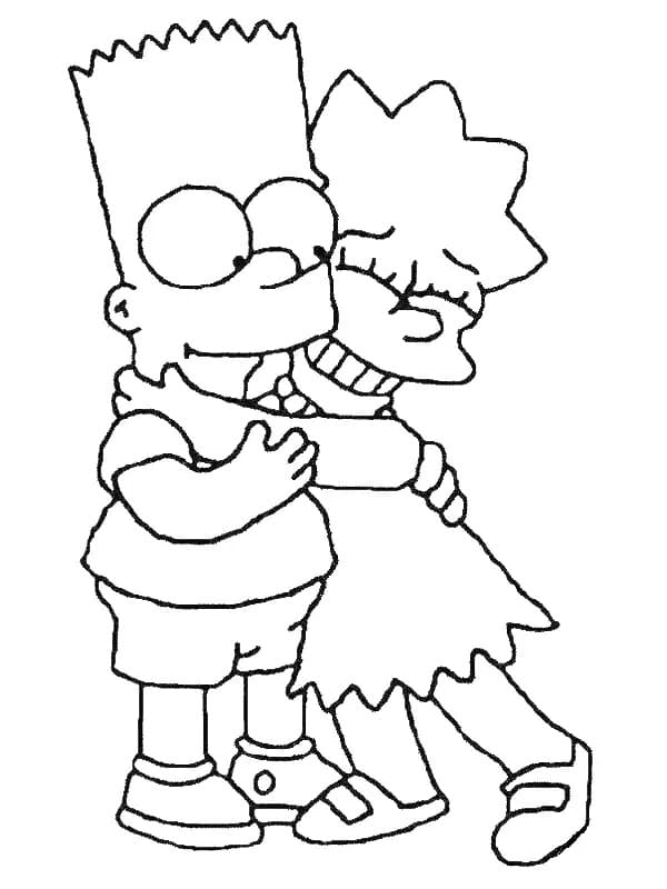 Bart og Lisa Simpson bilde fargelegging
