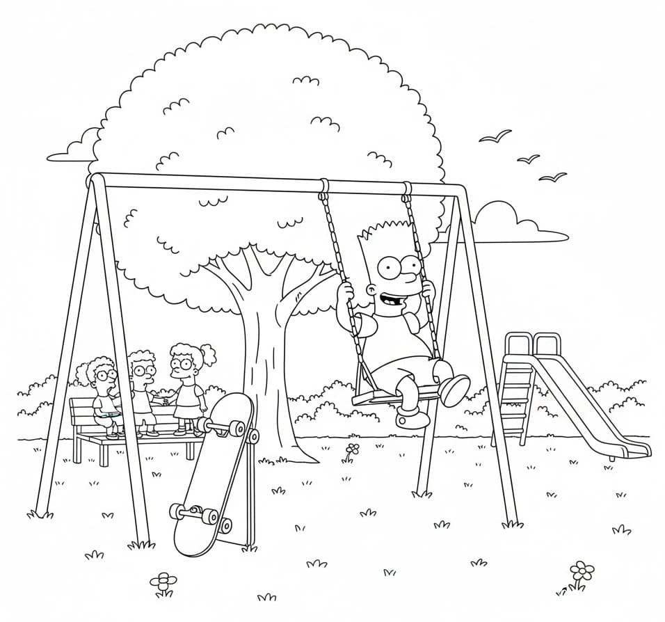 Bart Simpson i parken fargelegging