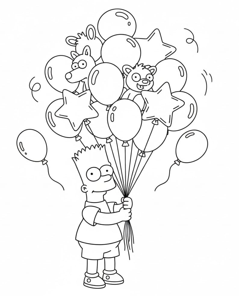 Bart Simpson med ballonger fargelegging