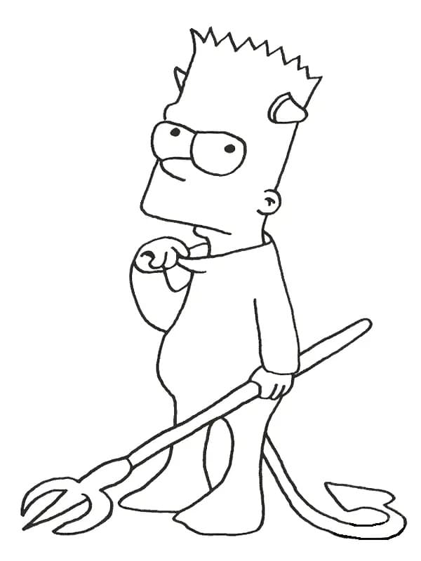Bart Simpson med djevelen fargelegging
