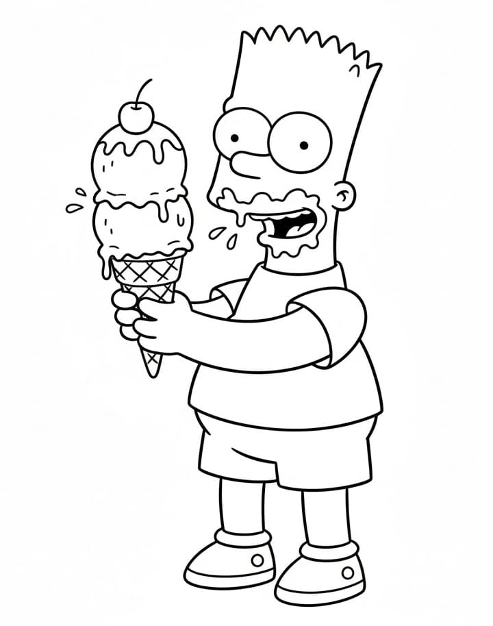 Bart Simpson med iskrem fargelegging