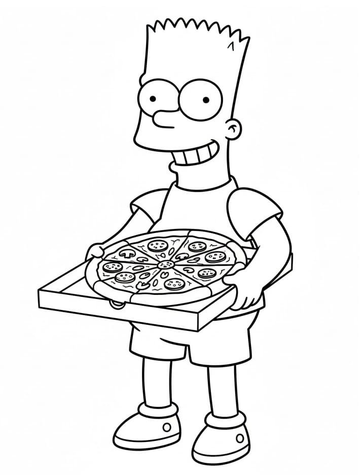 Bart Simpson med pizza fargelegging