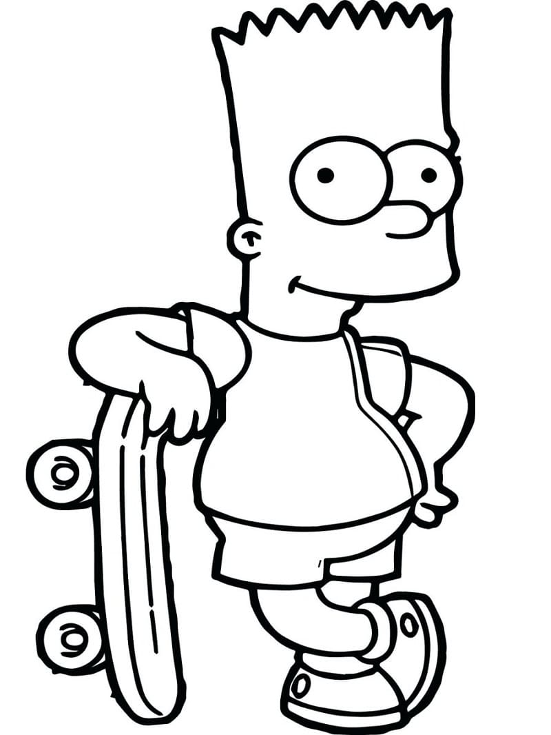 Bart Simpson med skateboard bilde fargelegging