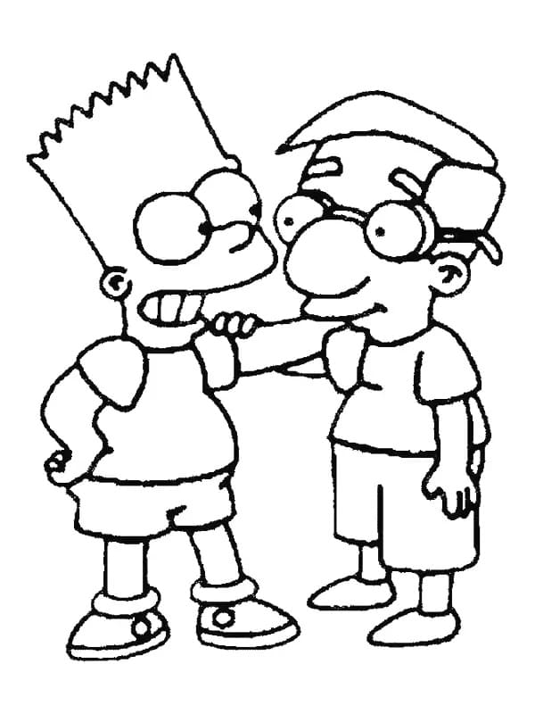 Bart Simpson og Milhouse Van Houten bilde fargelegging
