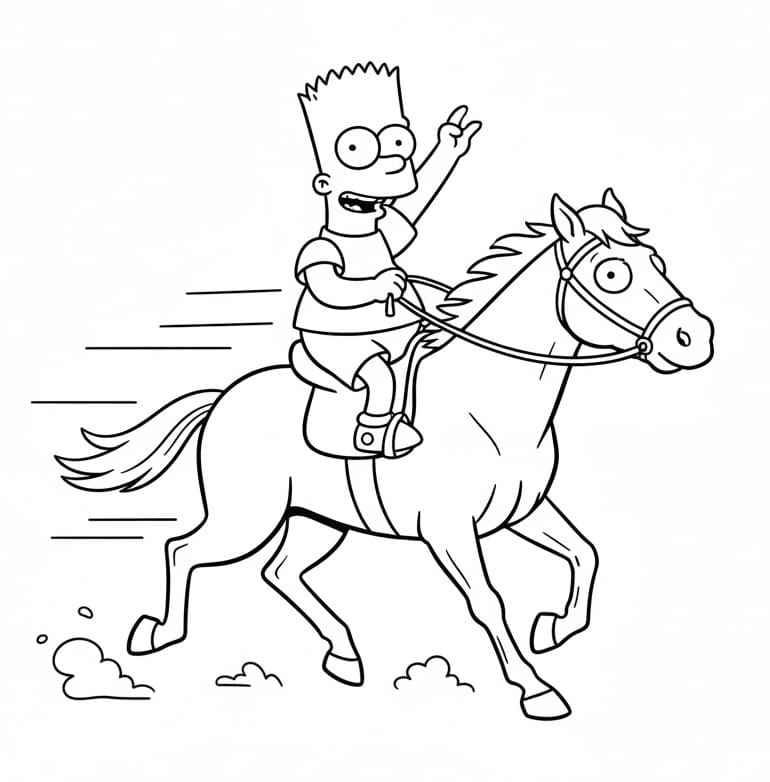 Bart Simpson på en hest fargelegging