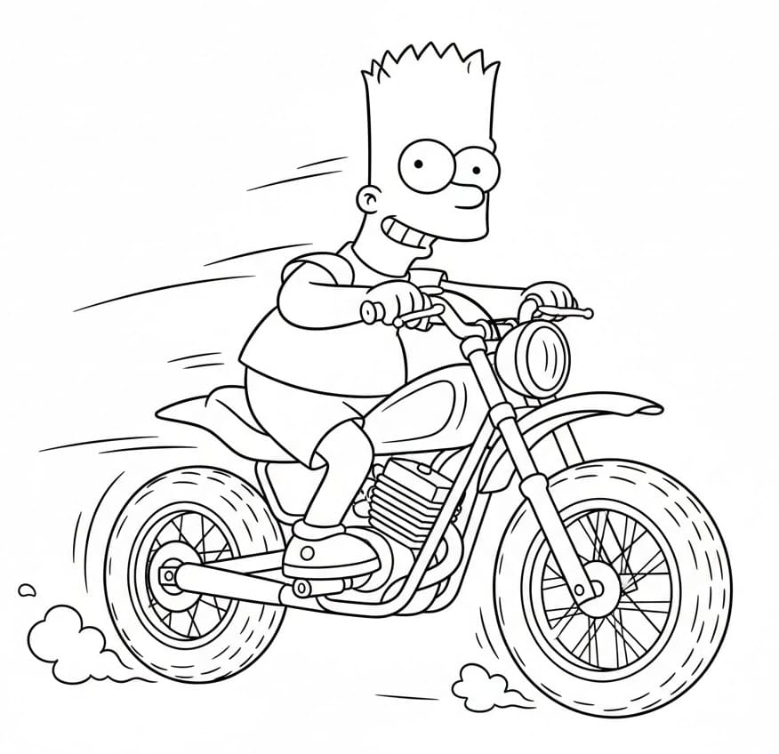 Bart Simpson på motorsykkel fargelegging