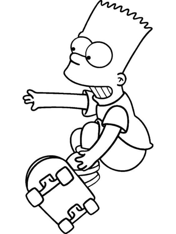 Bart Simpson på skateboard fargelegging