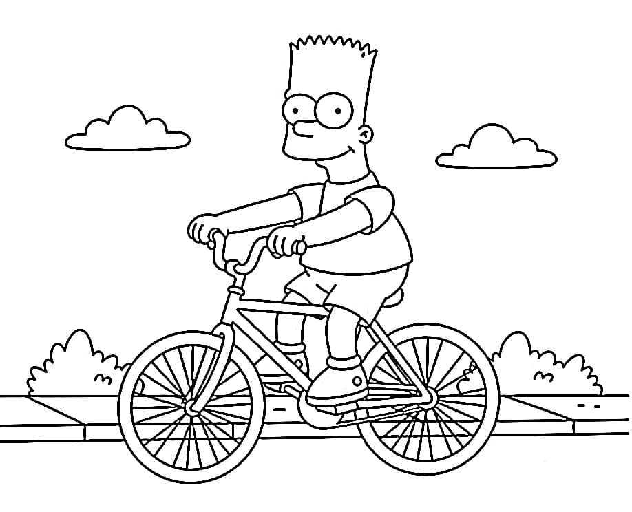 Bart Simpson på sykkel fargelegging