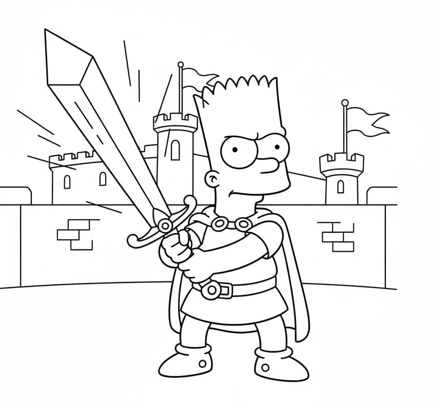 Bart Simpson som ridder fargelegging