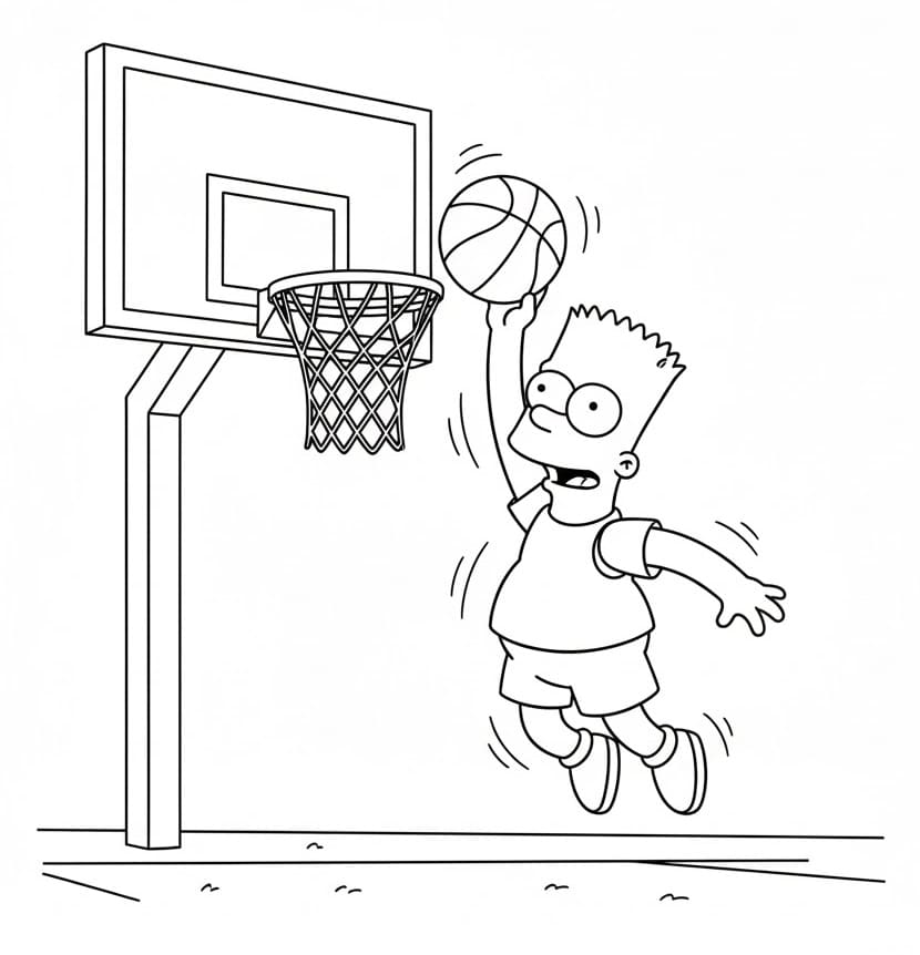 Bart Simpson spiller basketball fargelegging