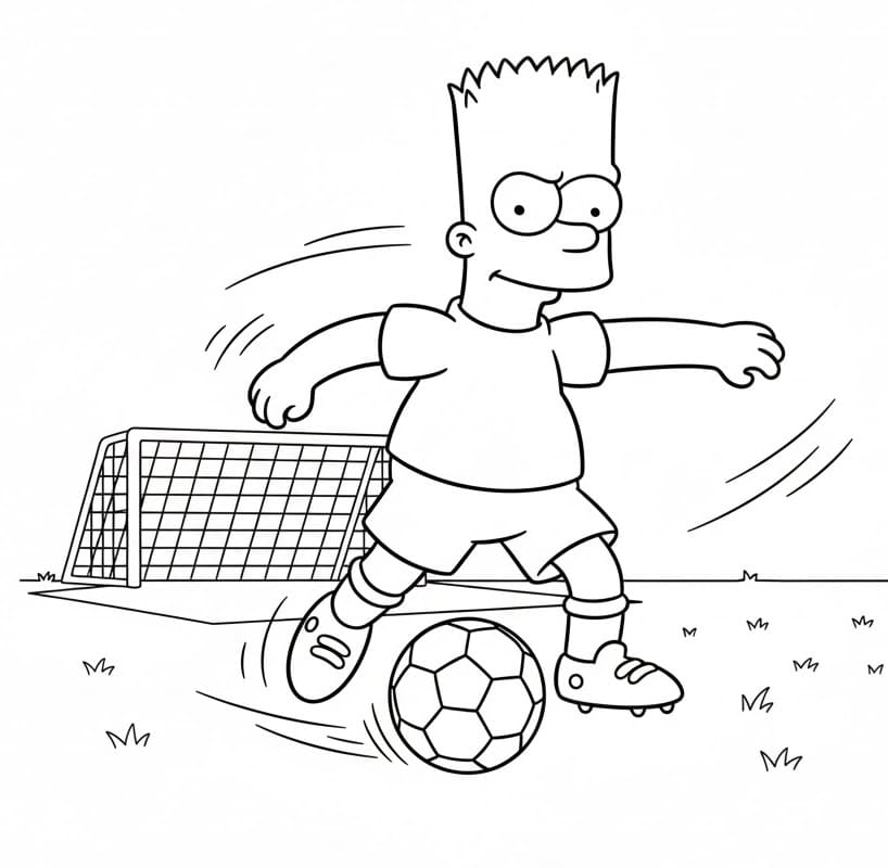 Bart Simpson spiller fotball bilde fargelegging