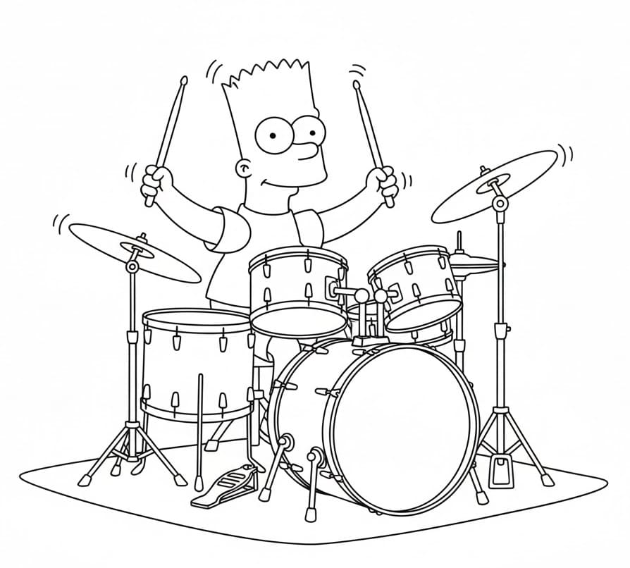 Bart Simpson spiller trommer fargelegging