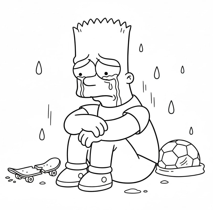Bart Simpson trist fargelegging