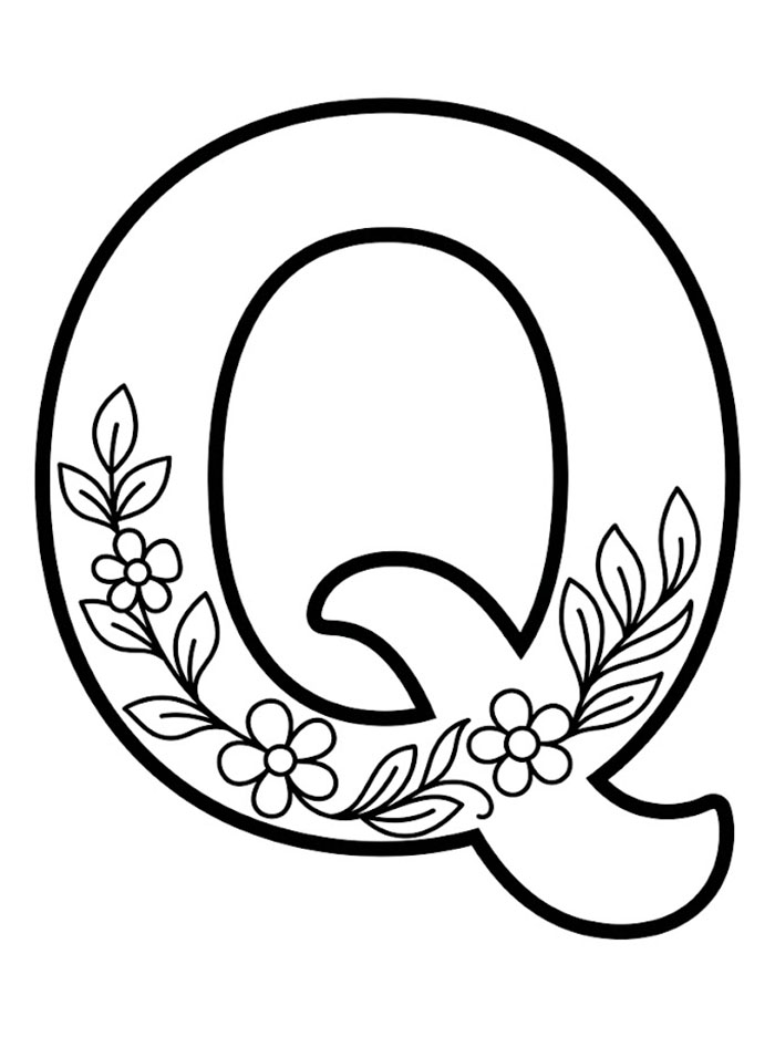 Blomstermønster bokstav Q fargelegging