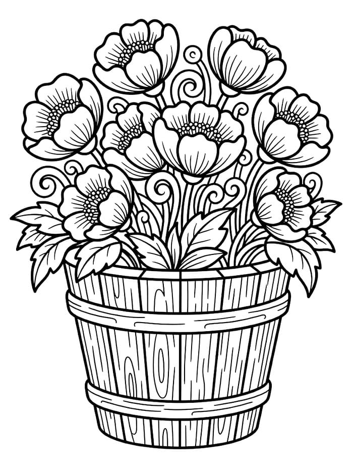 Blomsterpotte i tre fargelegging