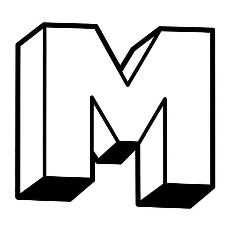 Bokstaven M 3D fargelegging